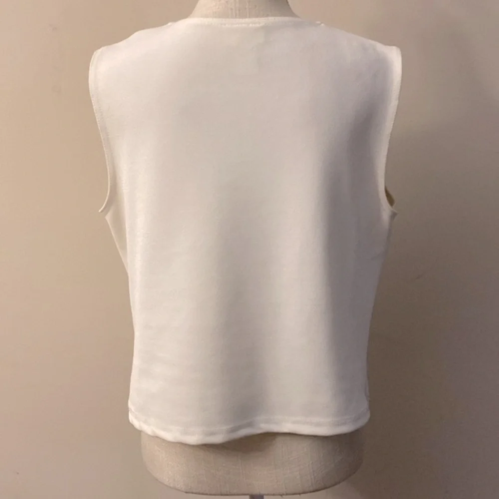 Dressbarn woman’s ivory formal sequined sleeveless high/low tank top V neck XL - Picture 5 of 10